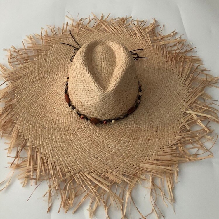 ZJBECHAHMU sombreros de paja Vintage sombreros de sol para mujer chica gorras de verano de accesorios de joyería sombra playa gorros plegables