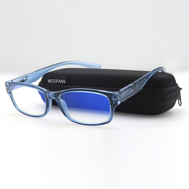 Gafas de ordenador para hombre y mujer, anteojos para trabajar con bloqueo de luz azul, filtros de lentes que reducen la tensión ocular Digital, transparentes, mejoran la comodidad: Blue with case