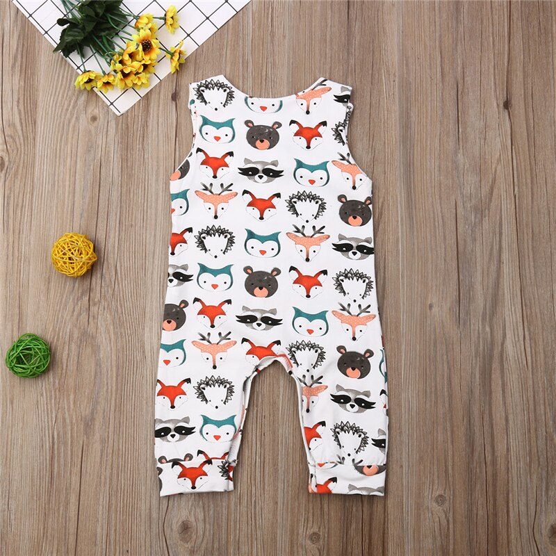 0-24M Kerst Pasgeboren Kid Baby Meisjes Jongen Kleding Mouwloze Cartoon Dieren Romper Leuke mooie Zoete Jumpsuit Outfits