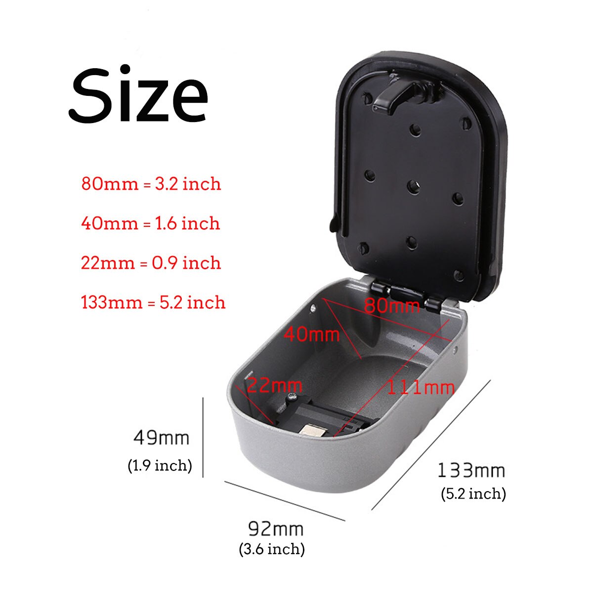 Weatherproof Key Safe Box 4 Digit Combination Key Storage Lock Box Indoor Outdoor Password Lock Hidden Keys Storage Box