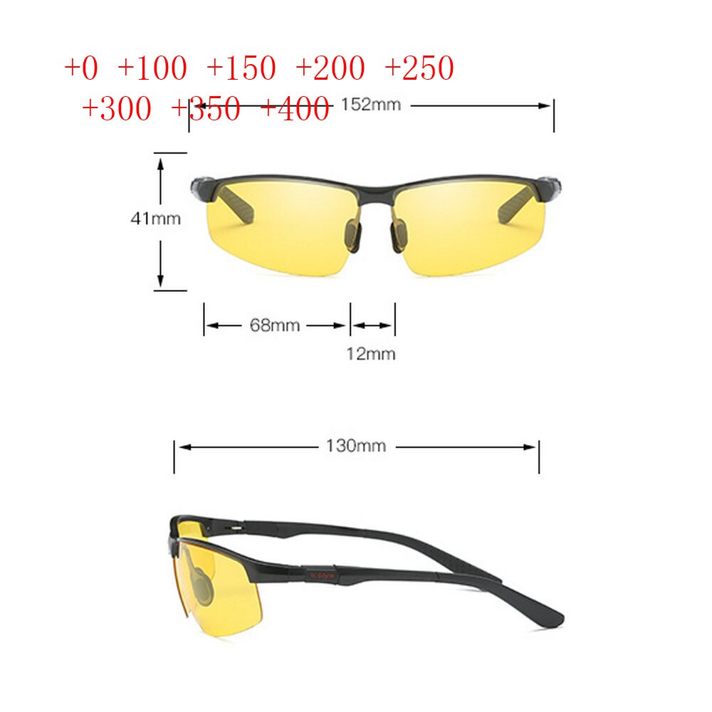 Aluminium magnesium bifocale leeszonnebril heren nachtzicht presbyopie sport leeszonnebril dioptrie 1.0 to 3.0 nx