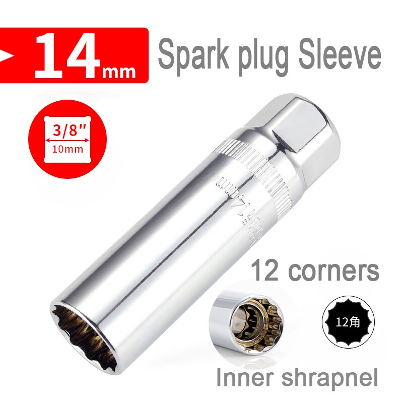 1 Pcs 14 16 21mm Spark Plug Socket Wrench Car Disassembly Repair Sleeve Wrench 3/8 1/2 inch Shrapnel Socket Wrench Tool: 01