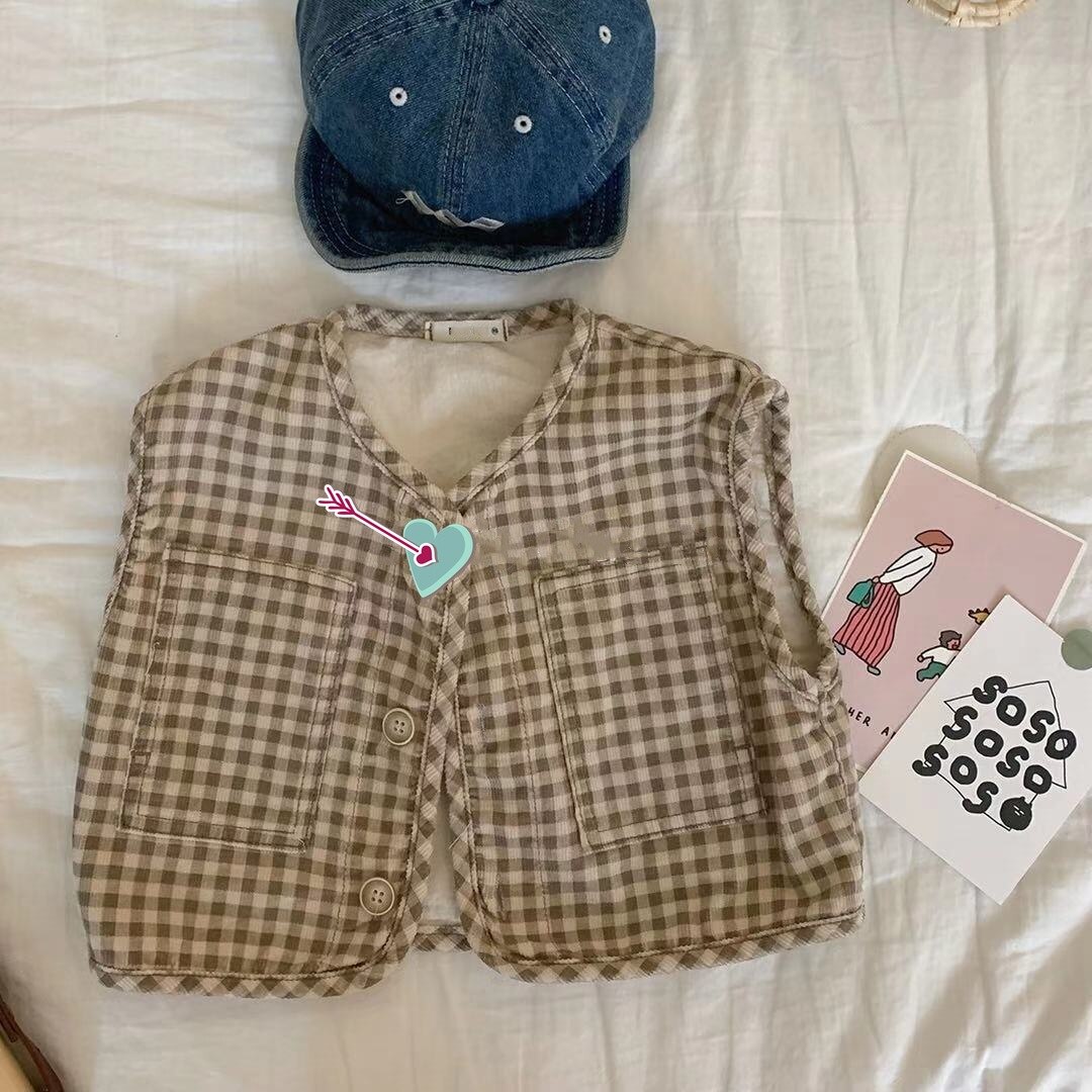 2022 Frühling Baby ärmellos Weste Mantel Junge Mädchen alle Spiel lässig Denim Weste Strickjacke Jacke Kleinkind Kinder Plaid Weste