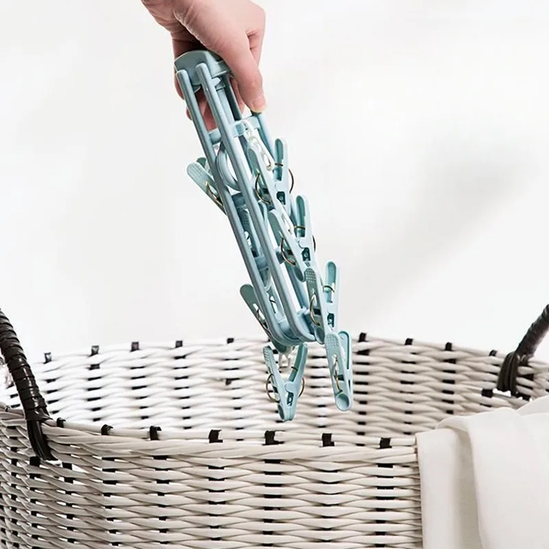 Zusammenklappbarer Wäscheständer für Reisen, Hemden, Socken, KleiderbüGel mit Clips, faltbare Hosen, KleiderbüGel, Schrank-Organizer