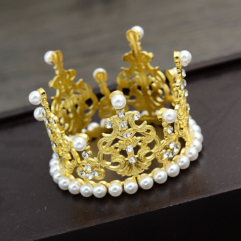 Di cristallo del Diadema Corona Torta di compleanno corona Bambini Del Bambino Prom Copricapo Capelli Ornamenti Dei Capelli Del Partito Dei Monili Accessori: Gold Tiara 06