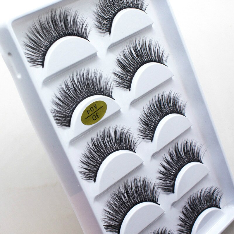 5Pairs 3D Synthetic Hair False Eyelashes Natural/Thick Long Eye Lashes Wispy Makeup Beauty Extension Tools A04: 4