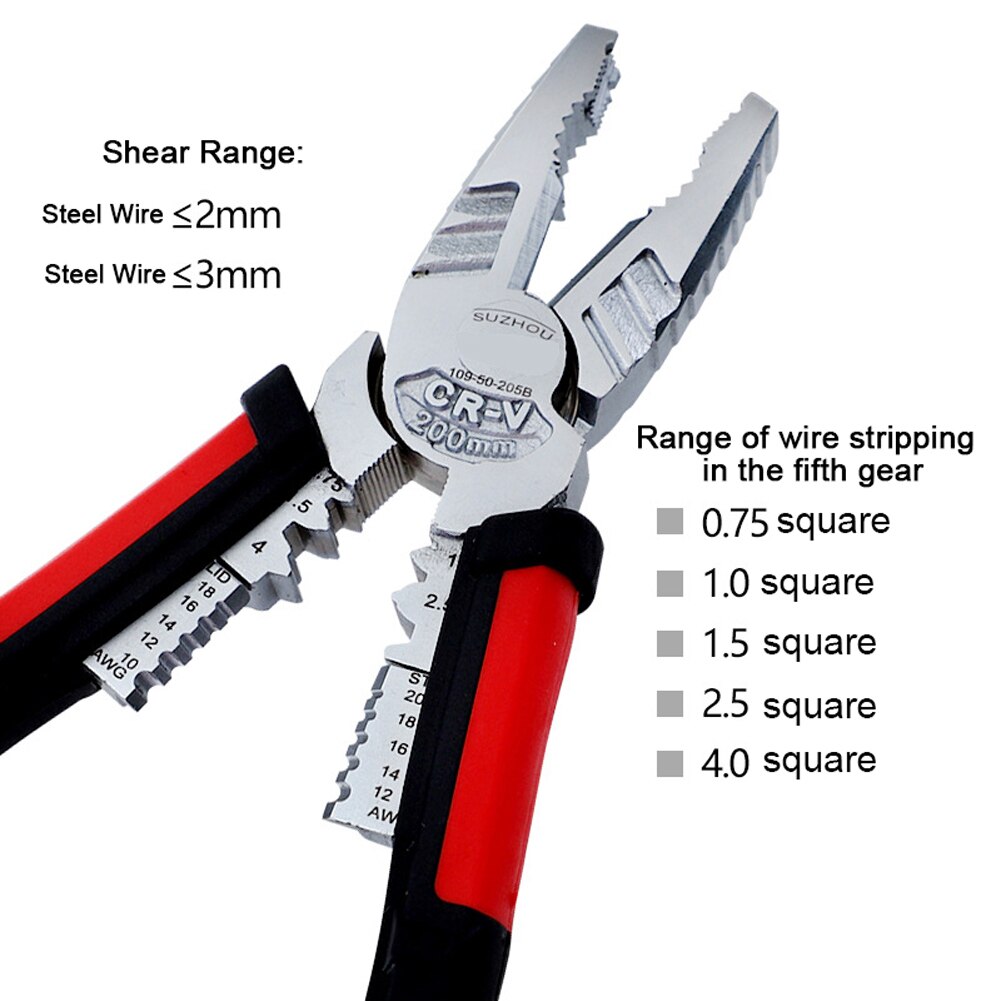 7-in-1 Electrician Multi-function Pliers Wire Stripping Crimping Pliers Cable Tools Wire Cutter Needle Nose Pliers