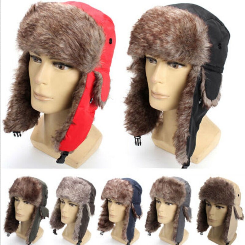 Brand Unisex Trapper Bomber Warm Russian Trooper EAR FLAPS Winter Ski Hat Men Women Cap Bomber Hats