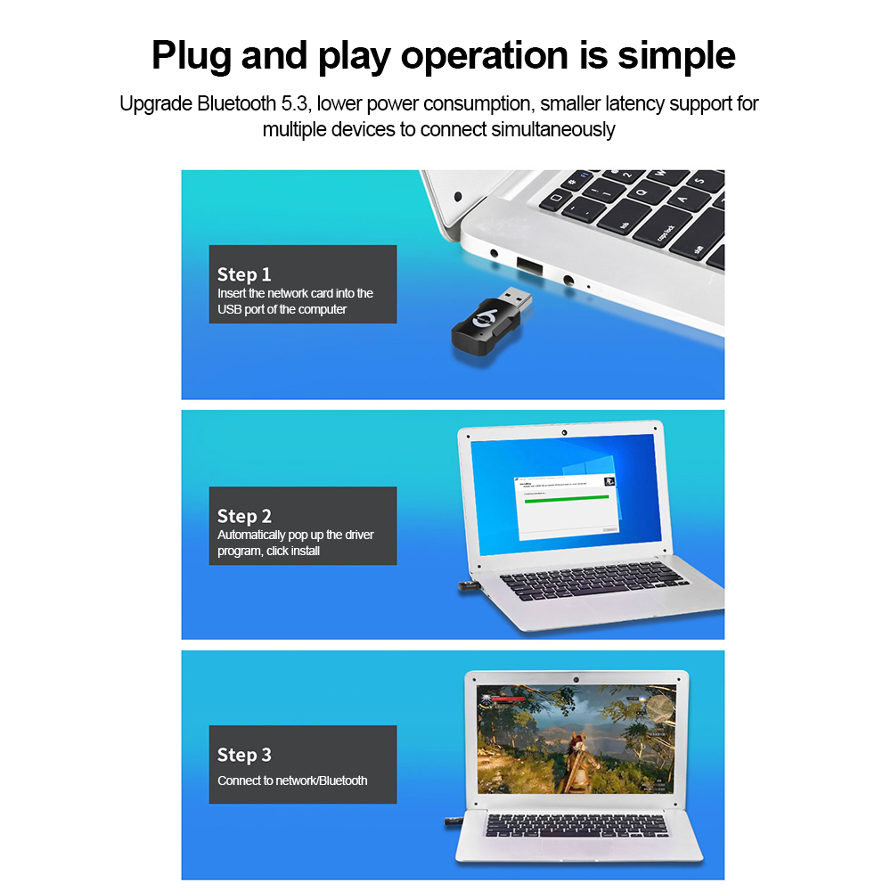 WiFi USB Adapter 900Mbps Bluetooth 5.3 Wireless Dual Band 2.4G/5GHz Wi-Fi USB Dongle Wlan Recevier For PC/Laptop Driver Free