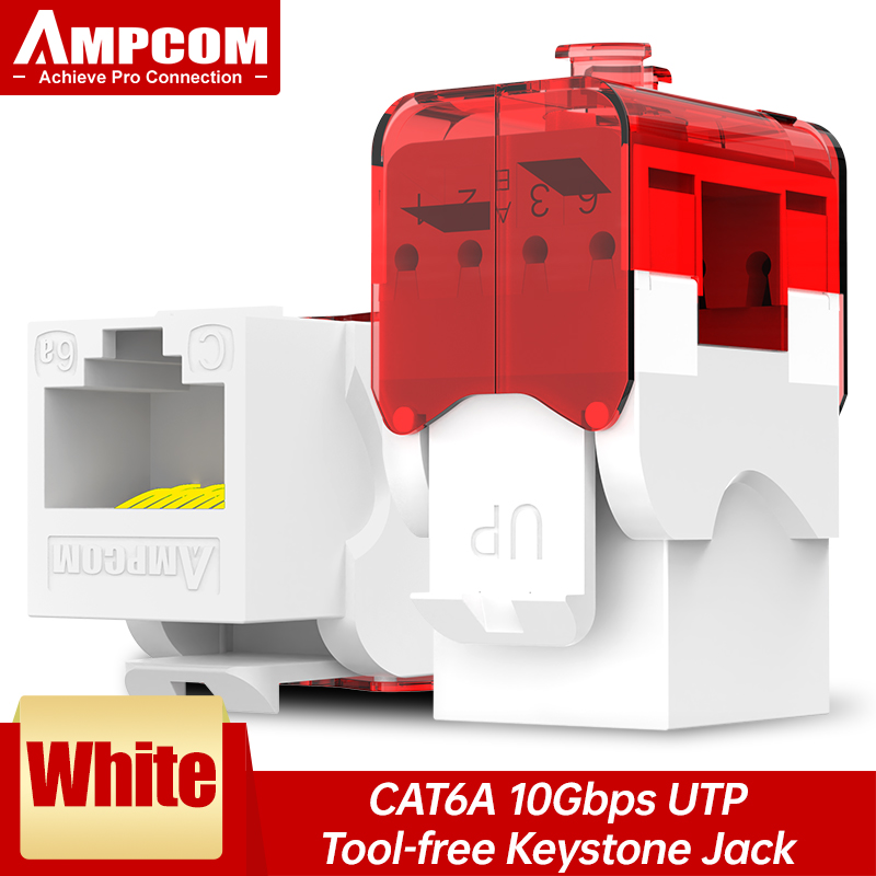 AMPCOM cat 6 tool free RJ45 Keystone Jack, CAT6a Cat6 Tool-Less RJ45 UTP Keystone Jack, No Punch-Down Tool Module Coupler: Gold / 0.6m