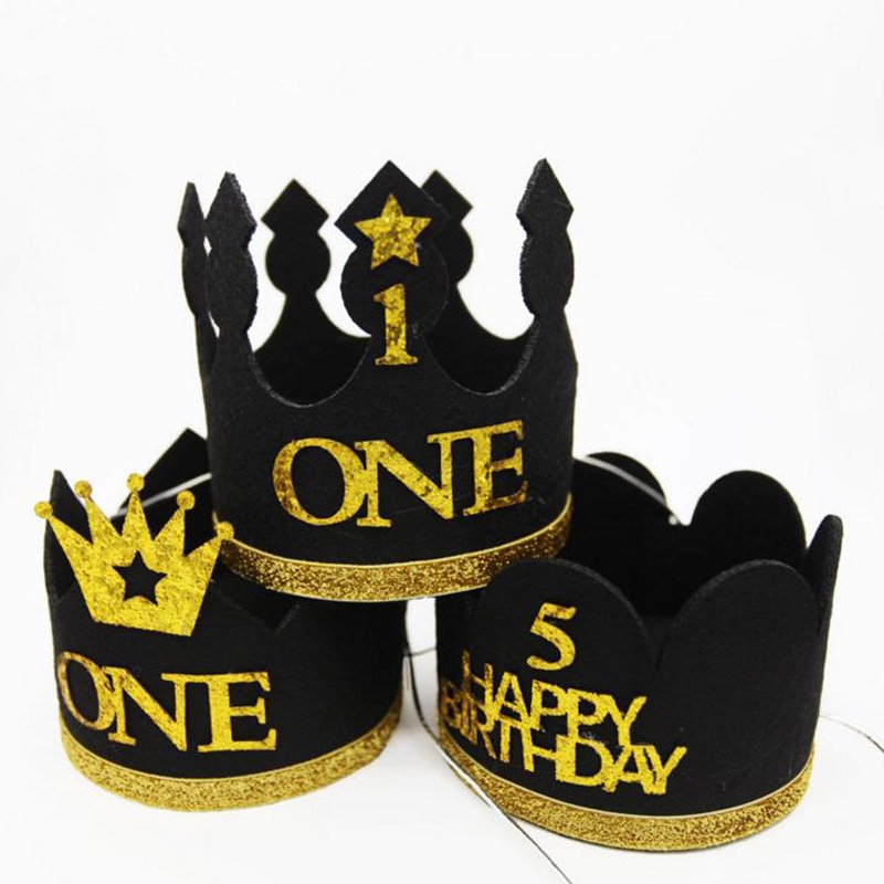 1 Pc Birthday Hats Decor Cap One First Birthday Hat Princess Boy Crown 1st 2nd 3rd Year Old Number Birthday Party Decorations