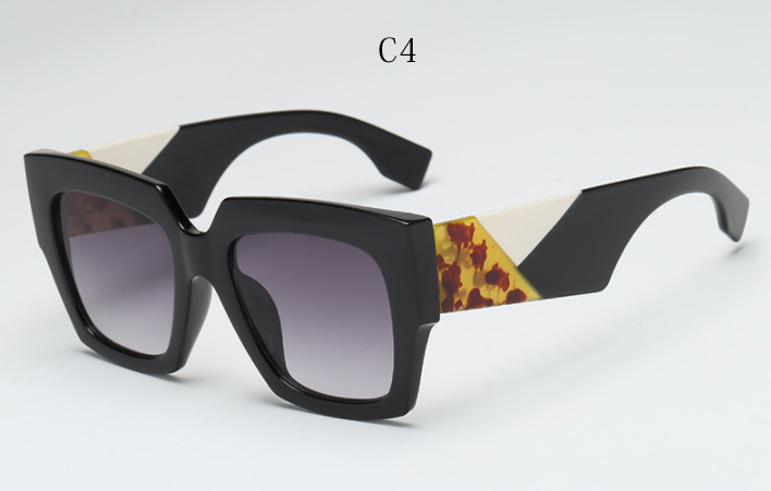 Overdimensionerede firkantede solbriller kvinder mænd luksusmærke solbriller dame retro stor ramme gradien solbriller  uv400: C4 sort hvid