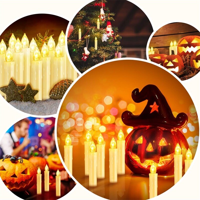10pcs LED Battery Candles Wireless Remote Control Tealights Operated Light for Hallowmas Christmas Party Wedding