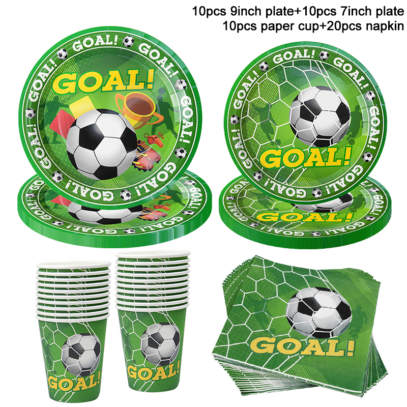 Soccer Party Disposable Tableware Paper Plates Cups Napkins Tablecloth Kids Boys Football Birthday Party Decoration Supplies