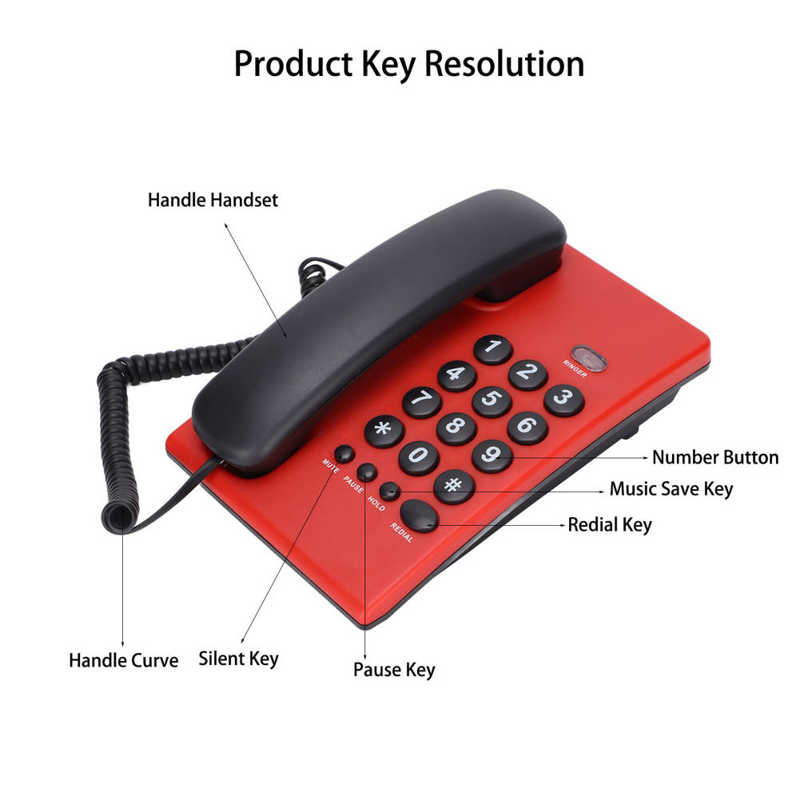 KX-T504 Corded Telephone Wired Landline Phone with Mute Function Double Magnetic Handset for Home Hotel Office just for UK