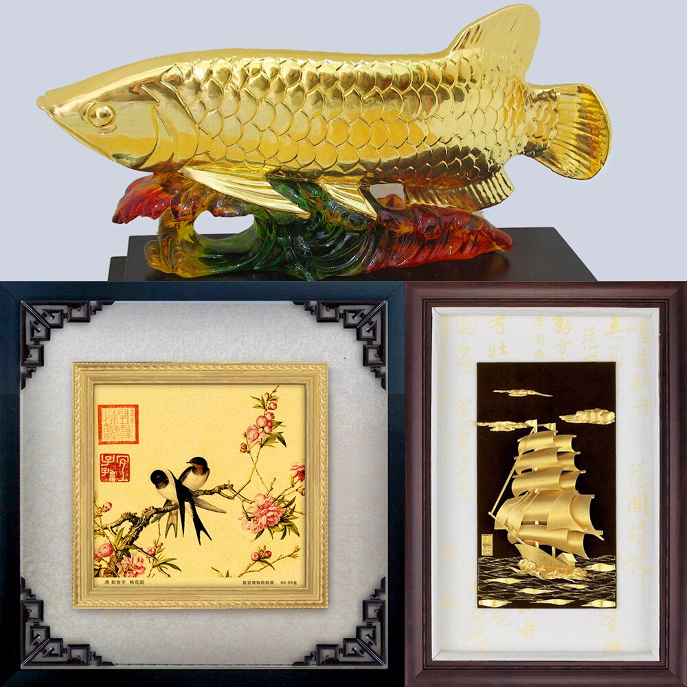 Aomily 8x8.5cm 10 Sheets Practical K Pure Shiny Gold Leaf for Gilding Funiture Lines Wall Crafts Handicrafts Gilding Decoration