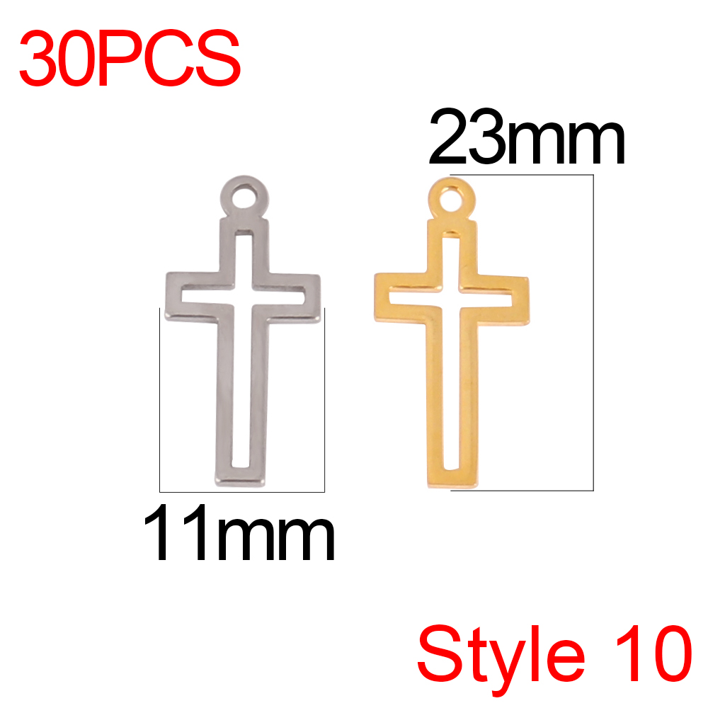 30pcs/lot Stainless Steel Cross Charms DIY Cross Pendants Religious Faith Charms For Jewelry Making bracelet necklace earrings