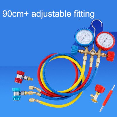Car Air conditioning refrigerant filling tube cold medium Freon R134A Refrigerant charging hose Pressure Gauge 536G: 90cm adjustable