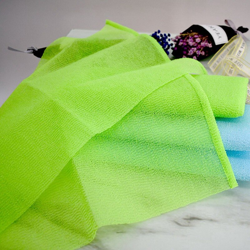 Nylon Solid Color Bath Towel Pull Back Towel Exfoliating Rubbing Dead Skin Towel Household Soft Face Wash Towel Color Random