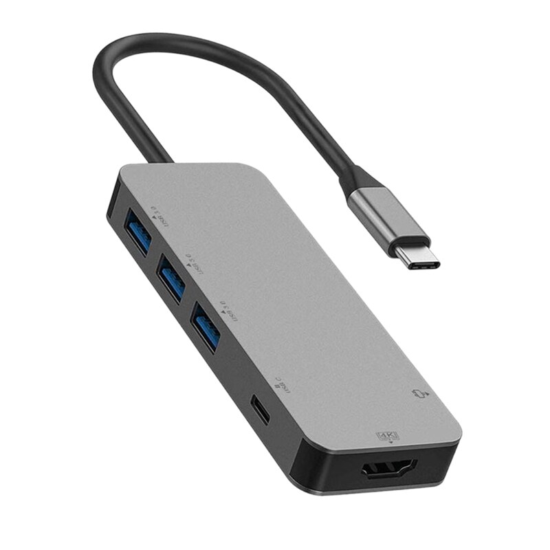 Estación de acoplamiento USB C 6 en 1, adaptador de TYPE-C, HDMI, Compatible con PD, adecuado para todos los dispositivos USB C, PC, tableta y teléfono móvil: Default Title