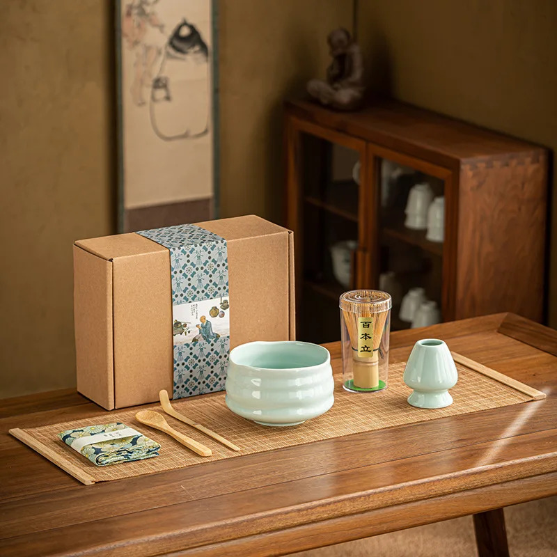Juego de té Matcha japonés, batidor de bambú, cuchara y soporte, cuenco Matcha, utensilios para preparar té, caja de , 4/5/7 Uds.
