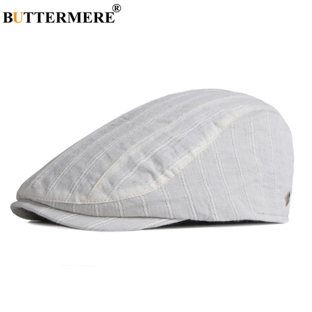 Chapeau plat blanc en coton pour hommes et femmes, béret irlandais, casquette de livreur, léger, unisexe, pilote, lierre, Boina d&#39;été