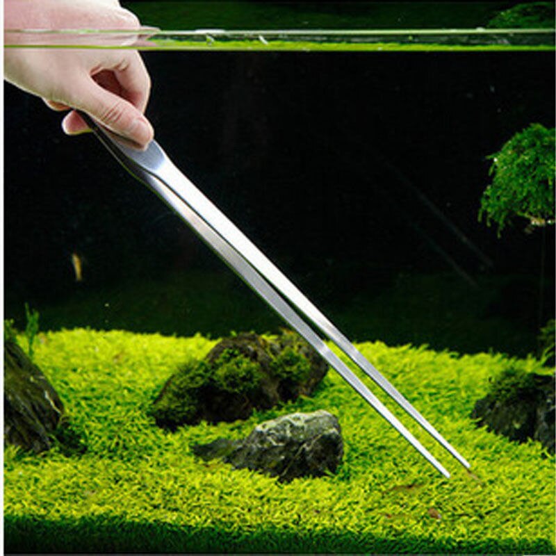 1Pc Aquarium Live Water Plant Pincet Lange Tang Aquarium Rvs Pincet 27Cm Lengte Elleboog Stright: Straight