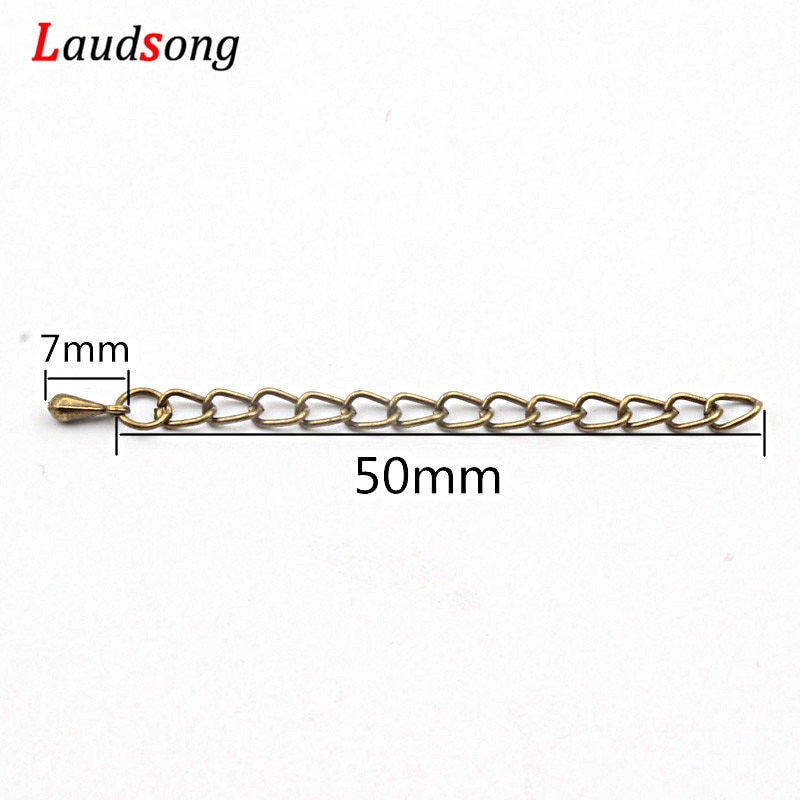 20 unids/lote 50mm extendido extensión cola conector de cadena para hacer joyería pulsera collar Diy suministros