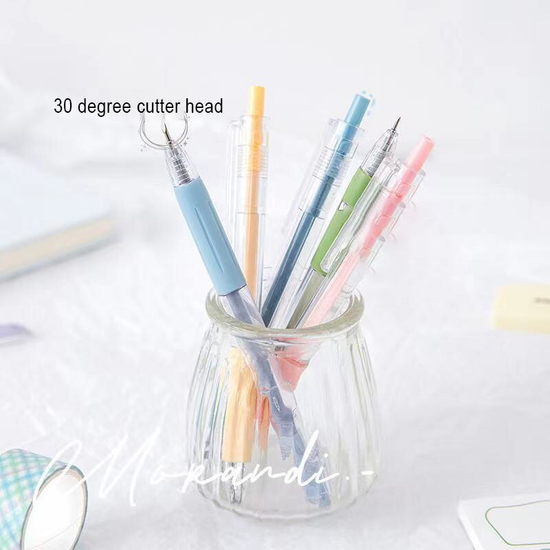 Pressable Pen Cutter Portable Utility Knife Express Box Opener Kawaii Stationery DIY Craft Handmade Tool School Office Supplies