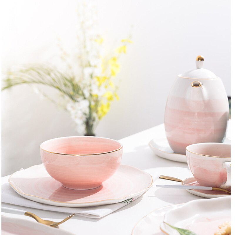 European Style Gold Rim Spot Ceramic Plate Rice Dish Fish Dish Steak Dish Western Dish Dessert Plate Tableware Set Decoration