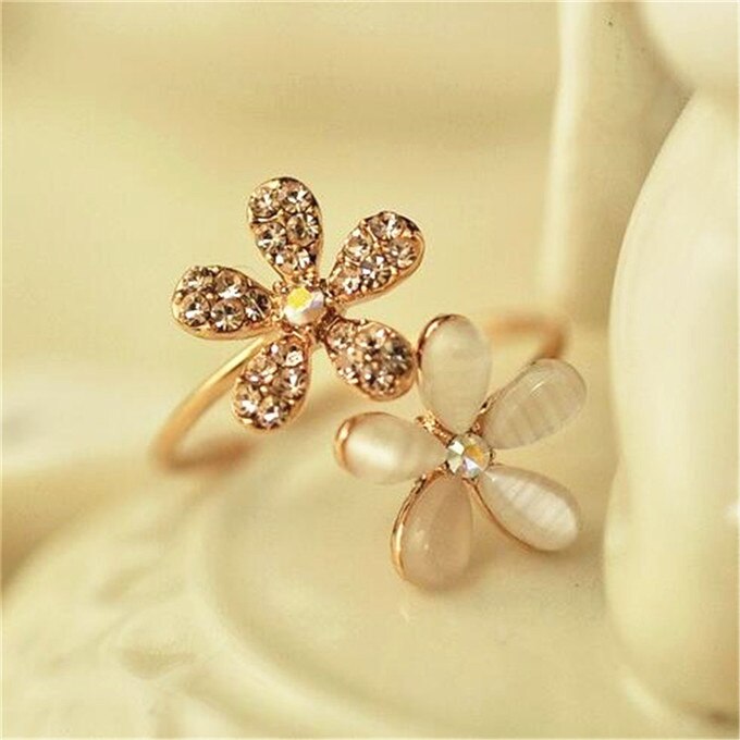Schmuck Ringe Schwarz Rose Blume Öffnung Ringe Index Finger Verstellbare Ringe Für Frau Mädchen: 2 Blumen