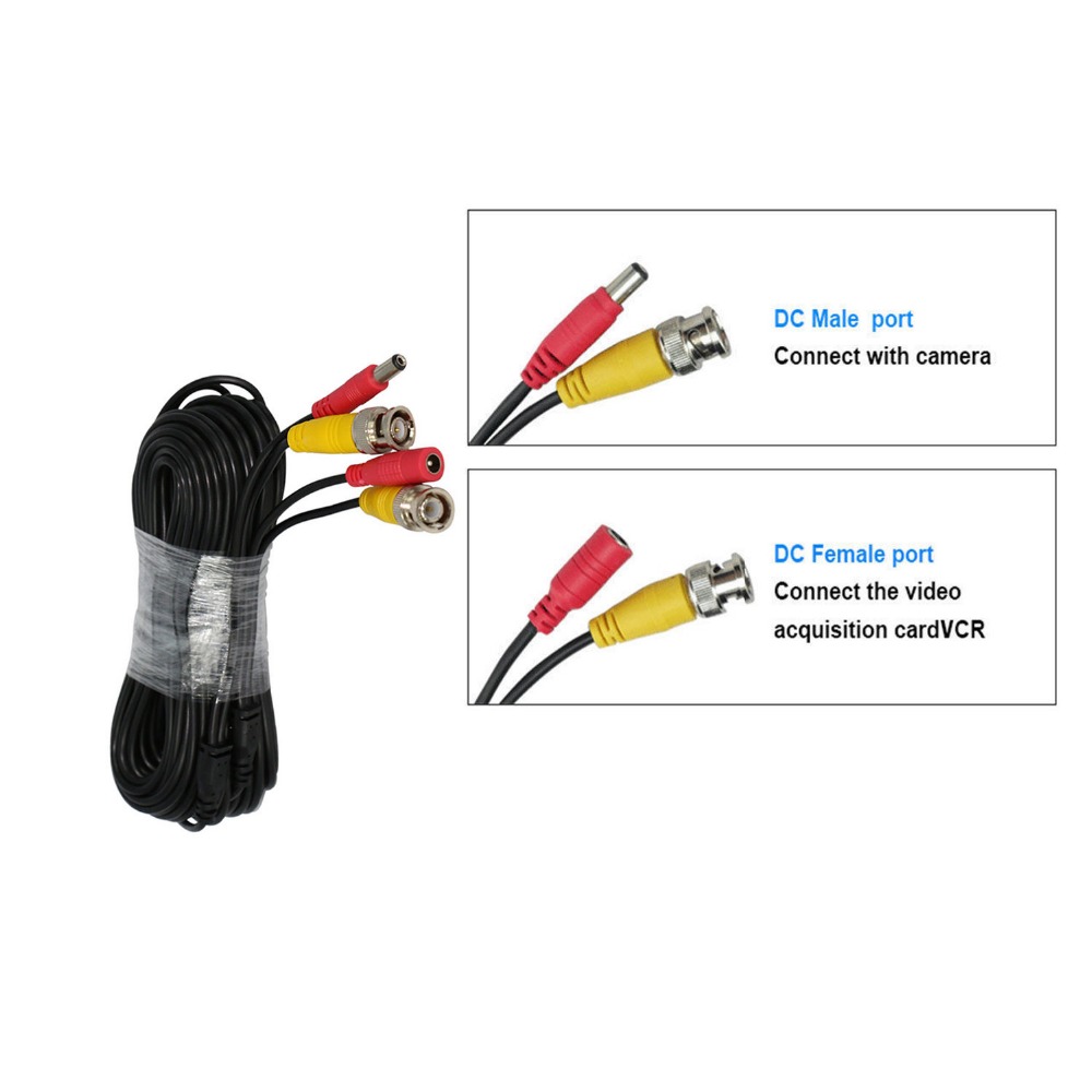 ESCAM-Cable integrado de alimentación de 12V CC, adaptador de vídeo BNC de 5M a 60M, para Kit de sistema de cámara DVR CCTV analógica