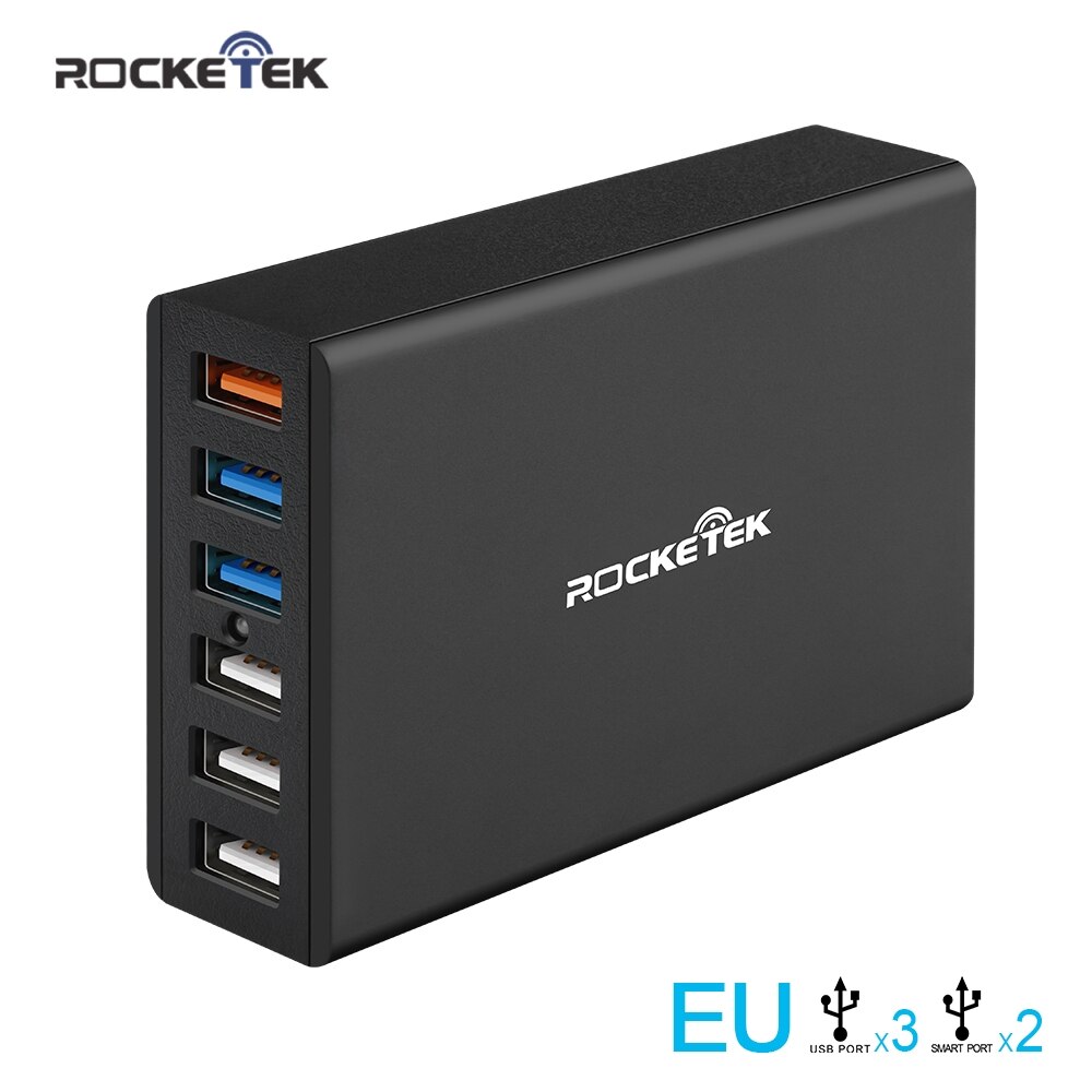 Rocketek carga rápida 3.0 carregador 6 usb inteligente turbo rápido carregador móvel para iphone7 samsung galaxy s6 xiaomi ue compatível 2.0