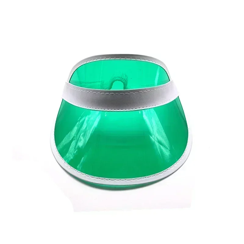 Outdoor Casual Green Color Transparent Anit-uv Plastic Face Sun Shield Hats Sun Visor Hats Golf Cap Rain Hat