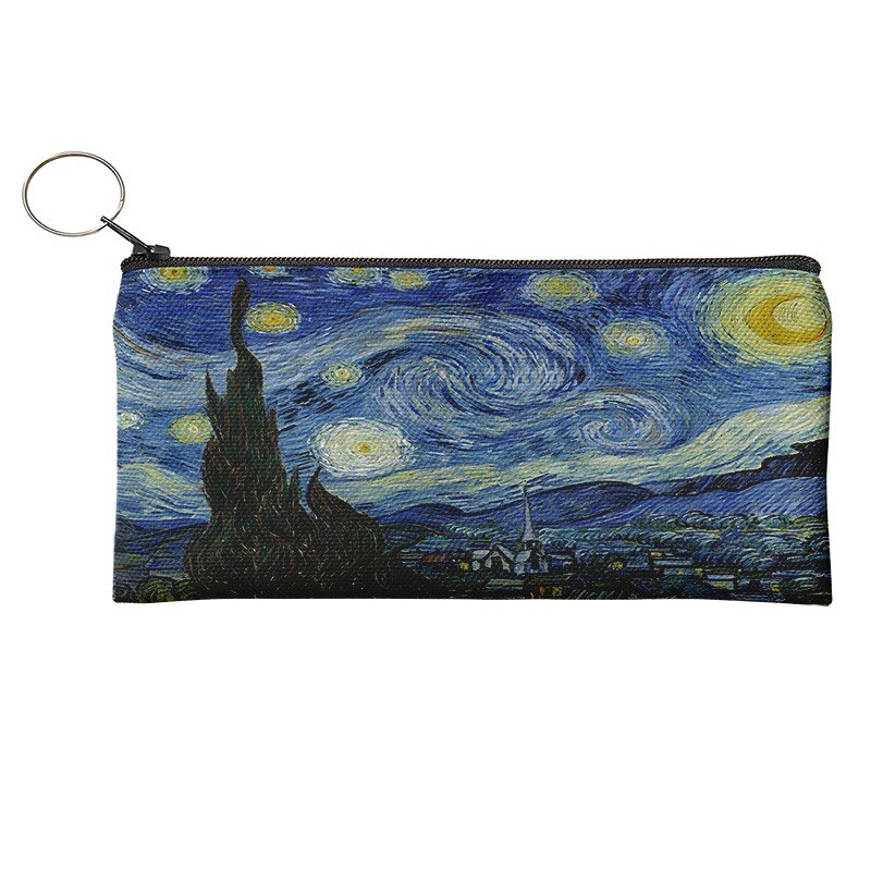 Lieferwagen Gogh Ölgemälde Geldbörse Mini retro Tägliche Lagerung Tasche Tragbaren Brieftasche Lippenstift Schlüssel Bleistift fallen Frauen Leinwand machen-hoch tasche: Stil1