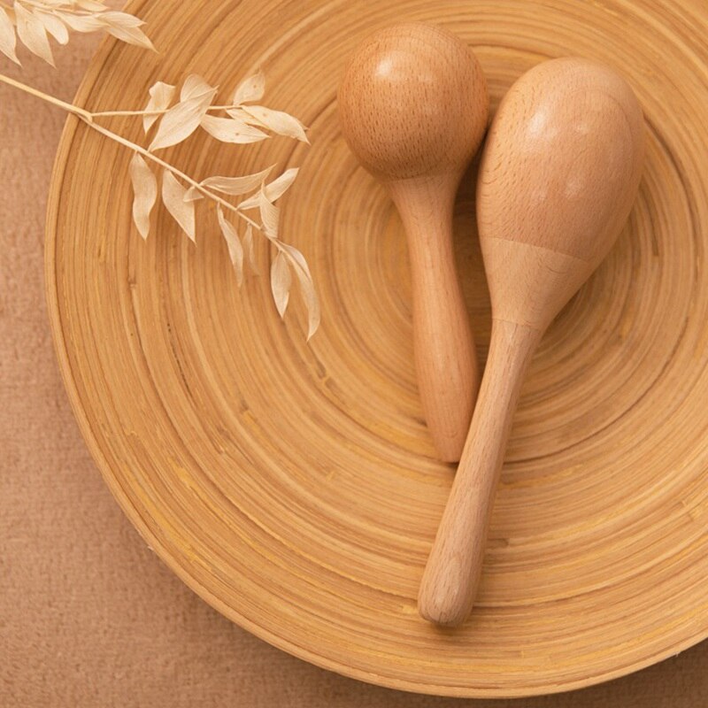 1Pc Baby Wooden Toys Sand Hammer Music Rattle Instrument Early Education Toy BPA Free Wood Rattle Intelligence Development Toy