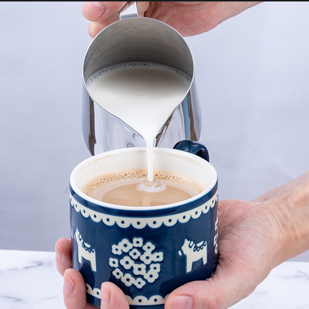 Ruostumattomasta teräksestä maidonvaahdotuskannu kahvi barista askartelu latte art maitokannut kahvivälineet vaahdotin kannukone maitokerma kupit