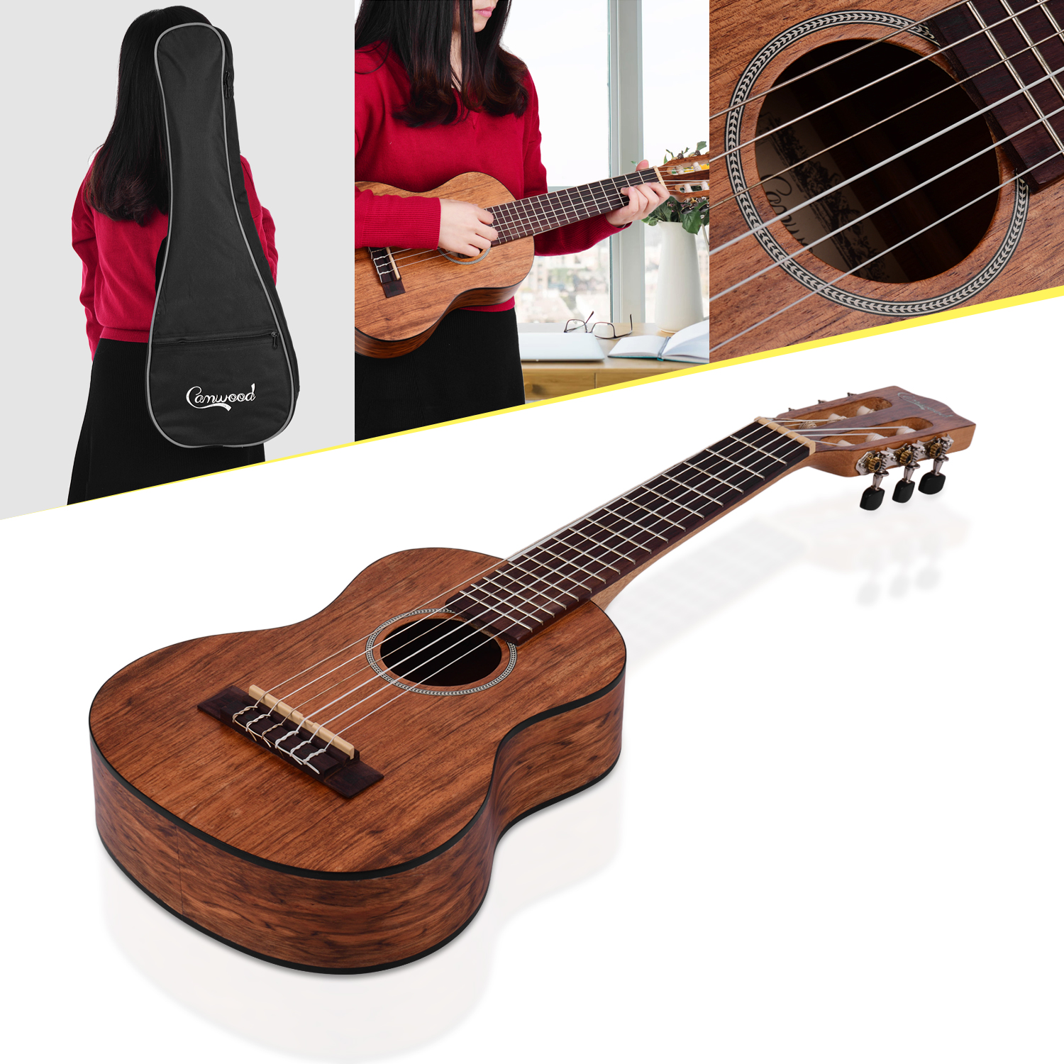 Camwood 21/23/28 Inch 15 Frets Mahonie Sopraan Ukulele Set Gitaar Sapele Teakhout 4 Strings Hawaiian Gitaar muziekinstrumenten