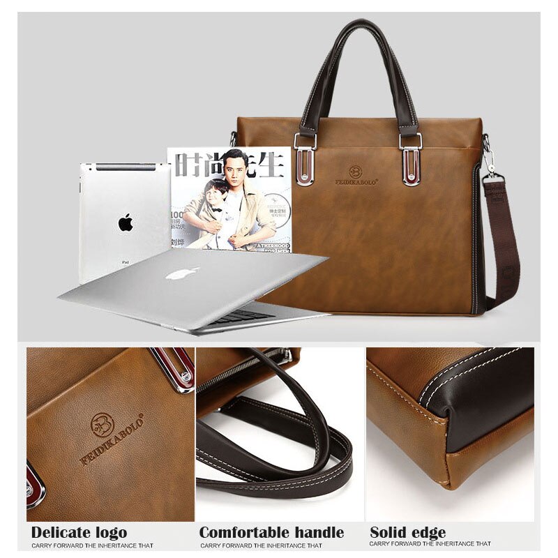 Men Business Laptop computer Briefcase Shoulder Messenger Bags for Man Casual Office Hand Bag Male Waterproof Leather Handbag