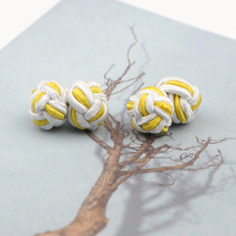 Novità nodi di Seta CufflinksMixed Tre Colori FAI DA TE Intrecciato Handmade Elastico Corda Doppia Sfera Gemelli Per Gli Uomini Regalo NO.1-20: 5