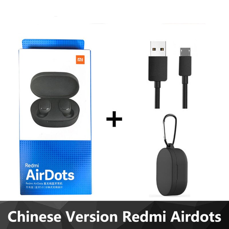 Xiaomi Redmi Airdots-auriculares TWS, inalámbricos por Bluetooth 5,0, auriculares estéreo con micrófono para cancelación activa del ruido: CN black case