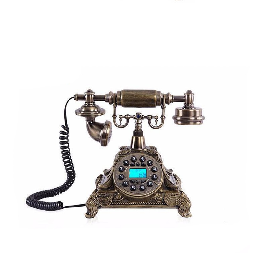 Natuurlijke Hars Retro Vaste Telefoon Oude Mode Knop Dial Telefoon Met Caller Id, Speaker, fsk/Dtmf Dual Systeem, Backlit