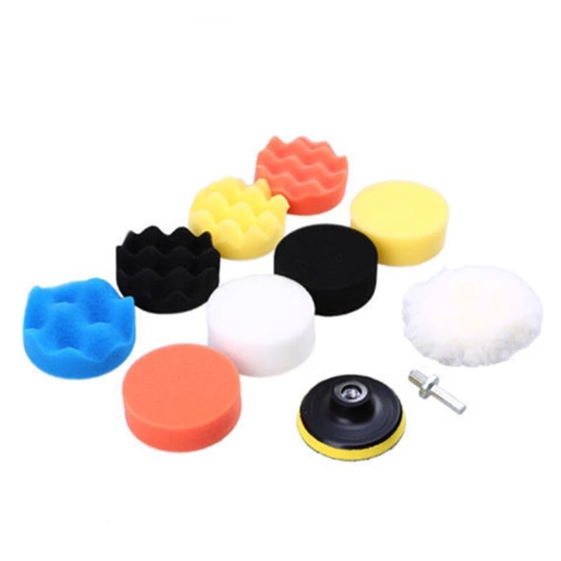 3inch Car Polishing Disc 11Pcs/Set Self-Adhesive Buffing Waxing Sponge Wool Wheel Polishing Pad For Car Polisher Drill Adapter: Default Title