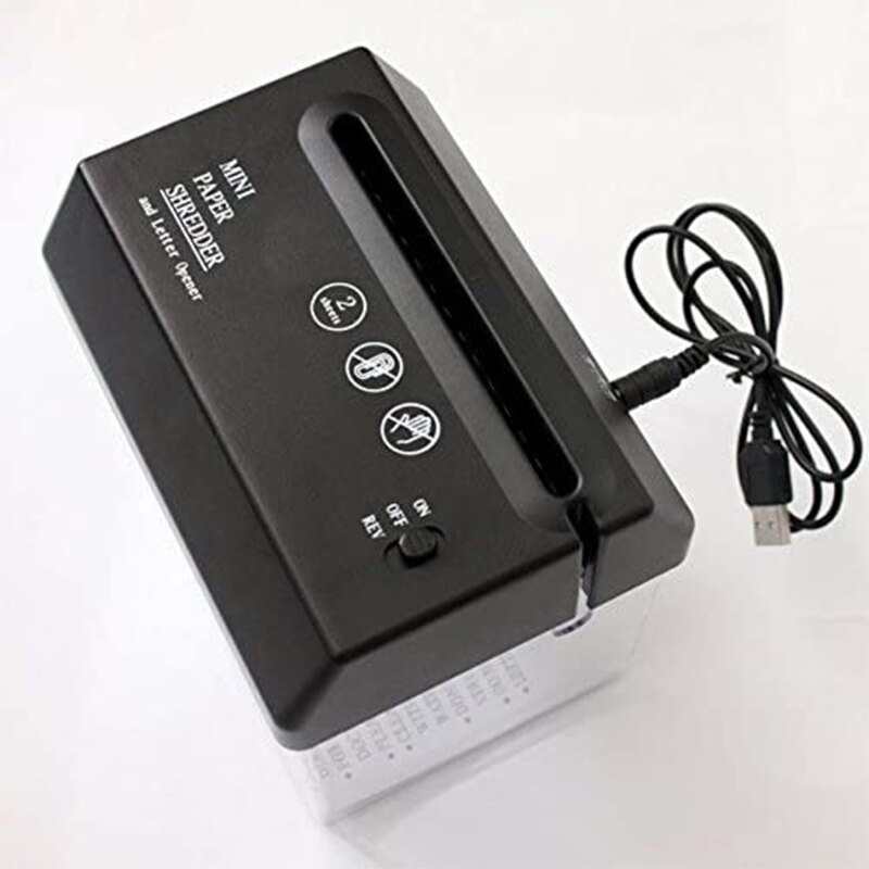 USB Electric Dual-Use Mini Paper Shredder Small A6 Bill Letter Document Invoice Desktop A6 Paper Smashing Machine