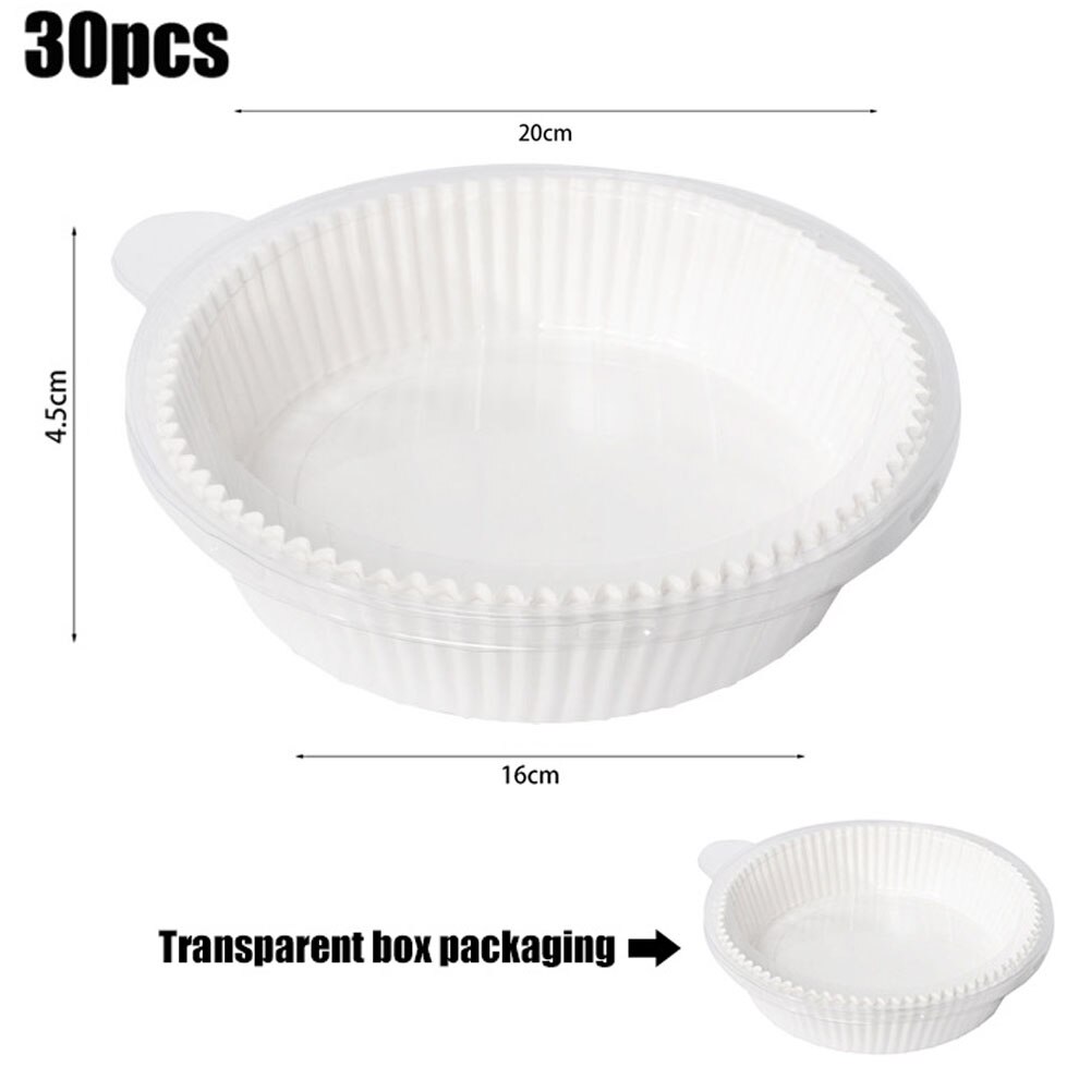 50pcs Air Fryer Liner Steamer Liner Disposable Wood Pulp Paper Non-Stick Steaming Basket Mat Baking Oil Paper Mat for 3-6L Fryer: 30pcs White 16cm B