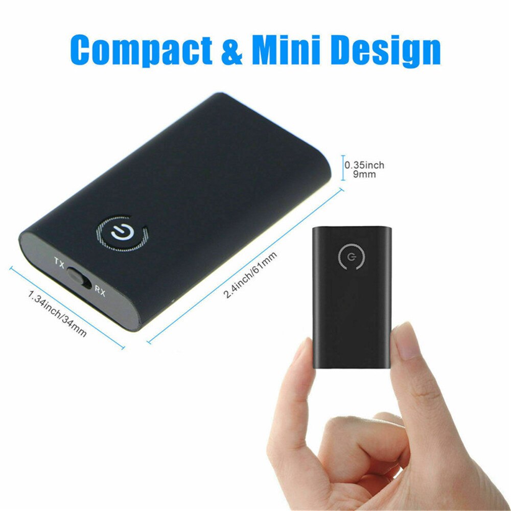 Bluetooth 2-In-1 Receiver Transmitter 3.5mm Jack Aux Audio Bluetooth 5.0 Adapter Compatible Android IOS Phone DVD Player