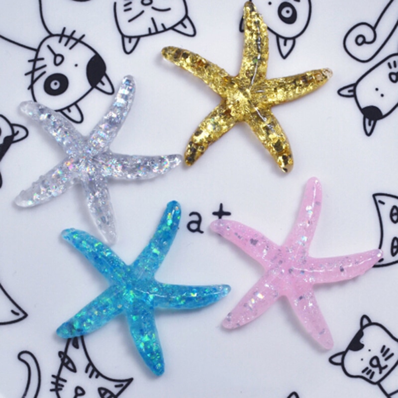 10 st diy harts bedårande glitter färgglada sjöstjärna skal för hem bröllop dekor hantverk gör scrapbooking gör själv hår rosett center