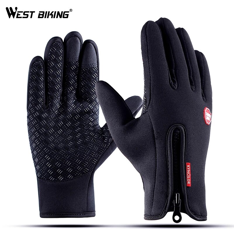 WEST BIKING Cycling Gloves Winter Warm Windproof Bike Gloves Touch Screen Anti-slip Full Finger Luva Ciclismo Bicycle Gloves