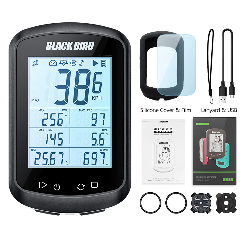 Blackbird-Ordinateur de vélo GPS BB18, compteur de vitesse sans fil, cycle de cyclisme, odomcirculation, compteur de vitesse de vélo, capteur XOSS, moniteur: YELLOW