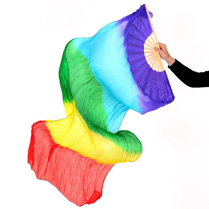 Éventail de danse du ventre pour femmes, voile en soie, accessoires de scène professionnels, Costume Oriental, 100%